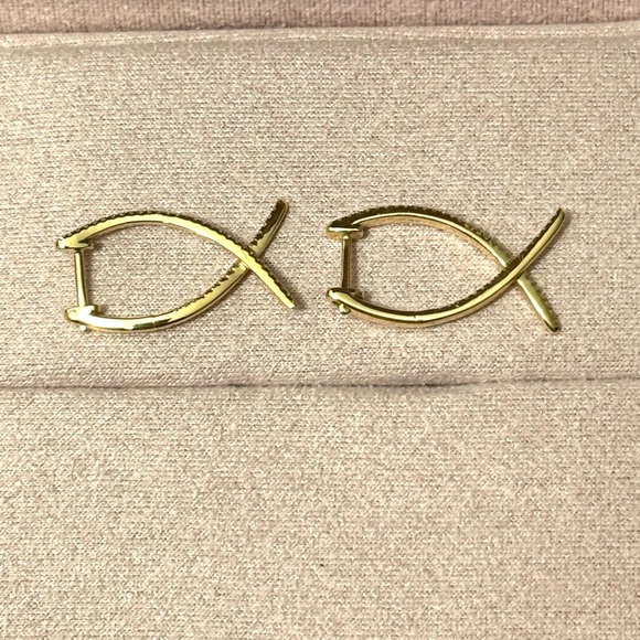 Diamond Loop Hoop Earrings - Picture 6 of 7